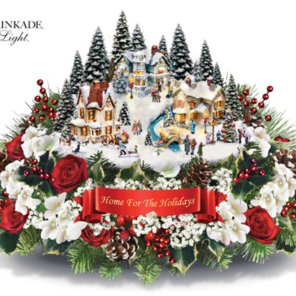 Thomas Kinkade Home for the Holidays Table Centerpiece - Bradford Exchange - Picture 15 of 16